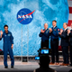 NASA astronaut Jessica Watkins (L) waves at the audience during during the astronaut graduation ceremony at Johnson Space Center in Houston Texas, on January 10, 2020.
